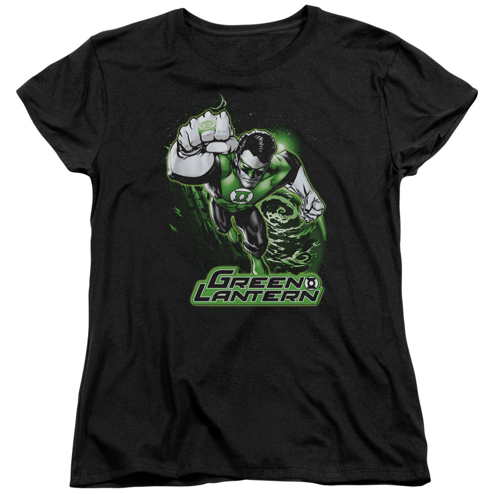 Justice League Green Lantern Green & Gray Womens T Shirt Black