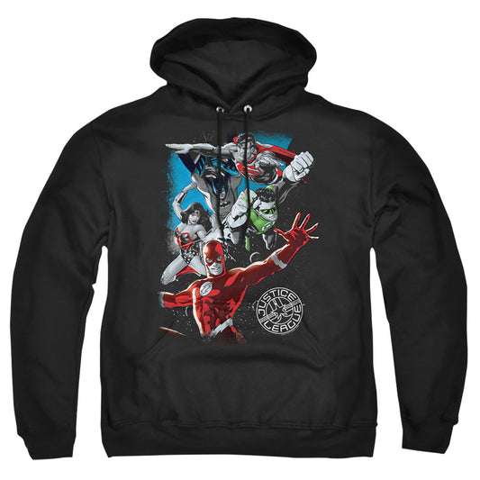 Justice League Of America Galactic Attack Mens Hoodie Black Officially Licensed