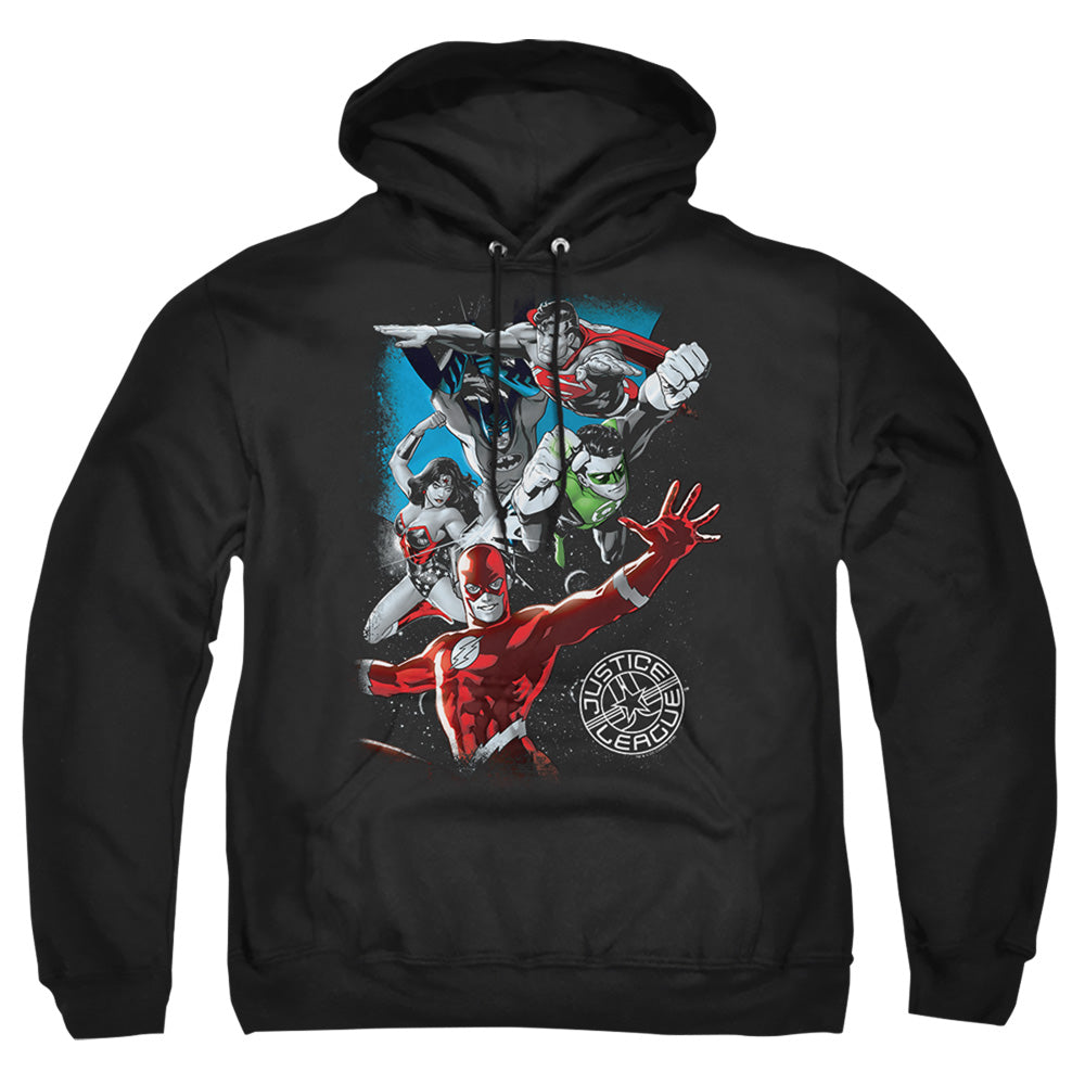 Justice League Of America Galactic Attack Mens Hoodie Black Officially Licensed