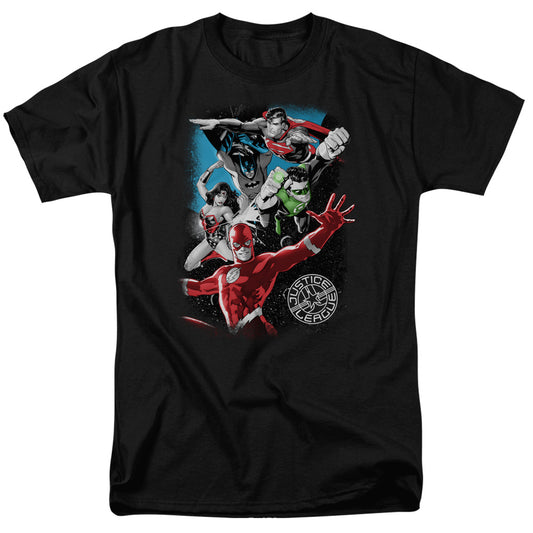 Justice League Galactic Attack Mens T Shirt Black