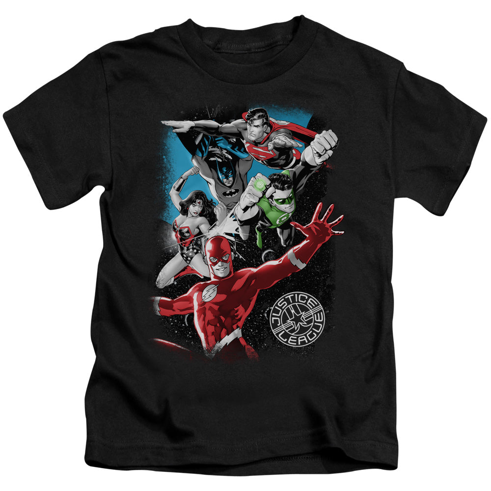 Justice League Galactic Attack Juvenile Kids Youth T Shirt Black 