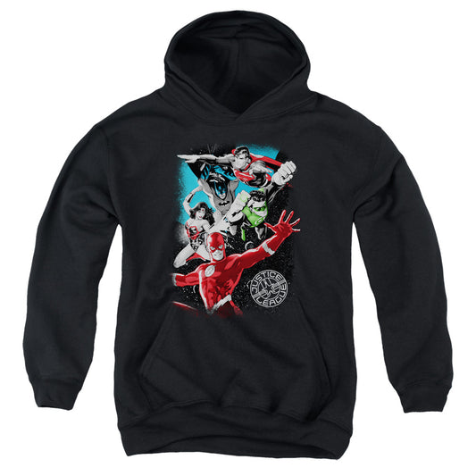 Justice League Galactic Attack Kids Youth Hoodie Black