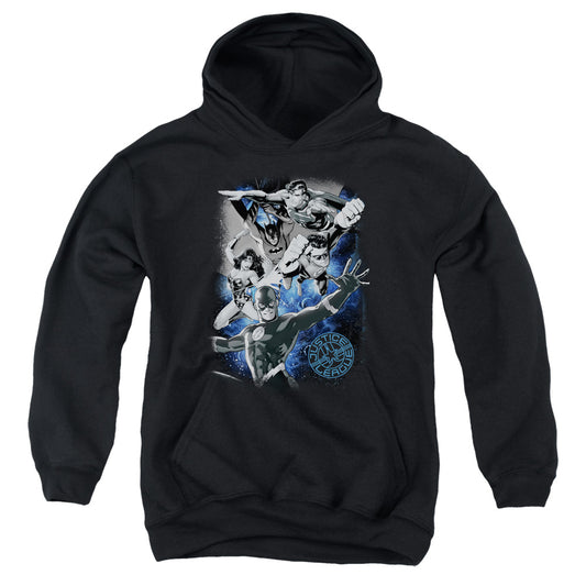 Justice League Galactic Attack Nebula Kids Youth Hoodie Black