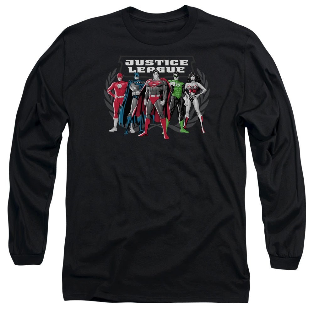 Justice League the Big Five Mens Long Sleeve Shirt Black