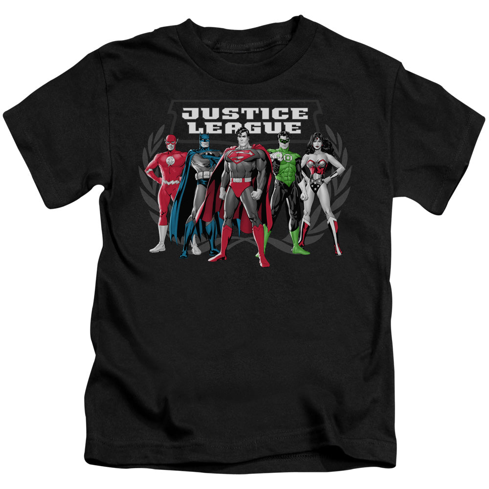 Justice League the Big Five Juvenile Kids Youth T Shirt Black 