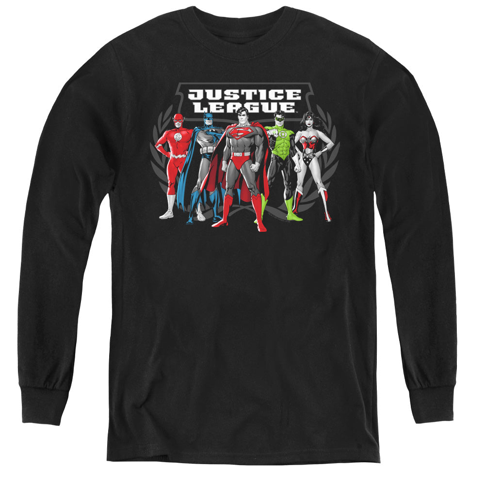 Justice League the Big Five Long Sleeve Kids Youth T Shirt Black