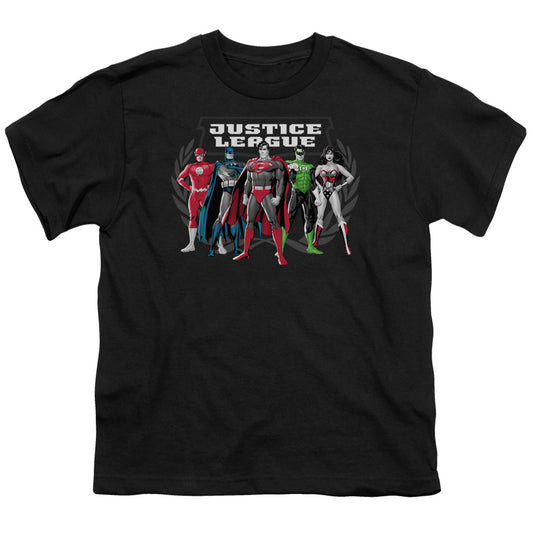 Justice League the Big Five Kids Youth T Shirt Black