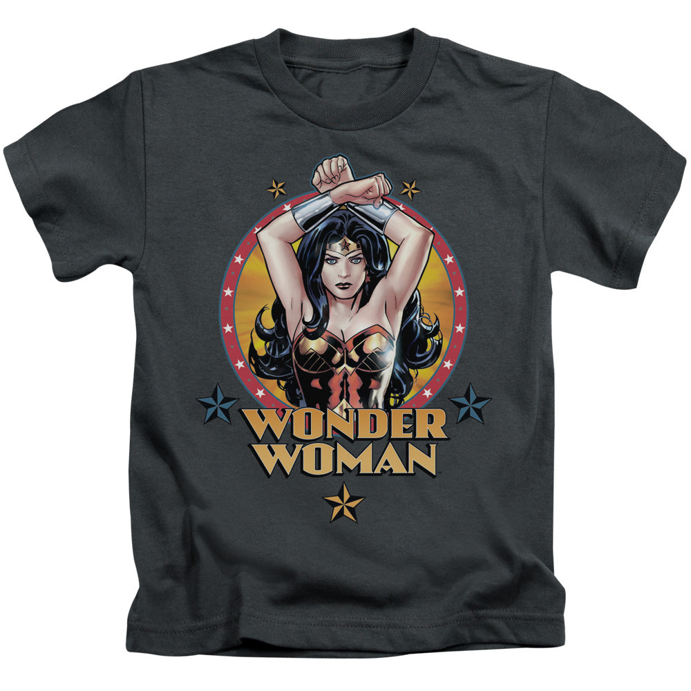Justice League Powerful Woman Juvenile Kids Youth T Shirt Charcoal 
