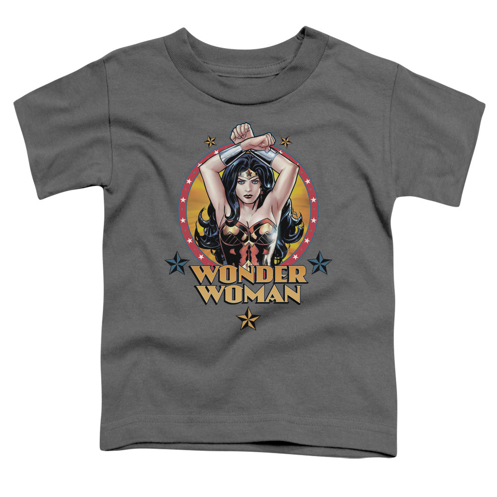 Justice League Powerful Woman Toddler Kids Youth T Shirt Charcoal