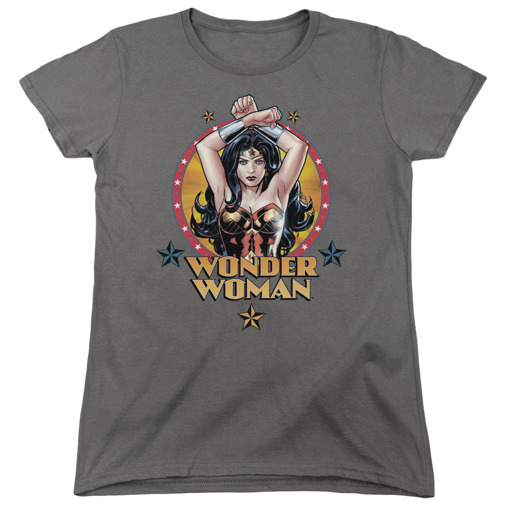 Justice League Powerful Woman Womens T Shirt Charcoal