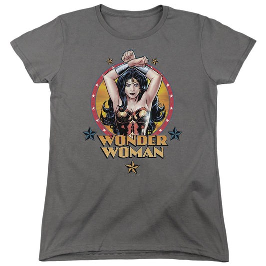 Justice League Powerful Woman Womens T Shirt Charcoal