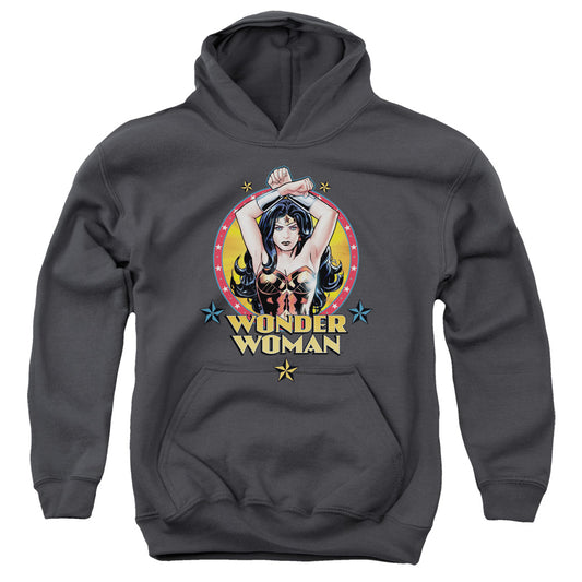 Justice League Powerful Woman Kids Youth Hoodie Charcoal