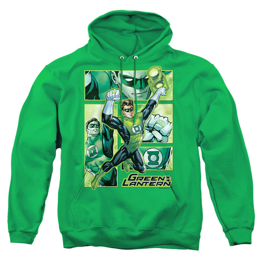 Justice League Of America Green Lantern Panels Mens Hoodie Kelly Green Officially Licensed