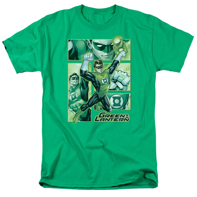Justice League Green Lantern Panels Mens T Shirt Kelly Green
