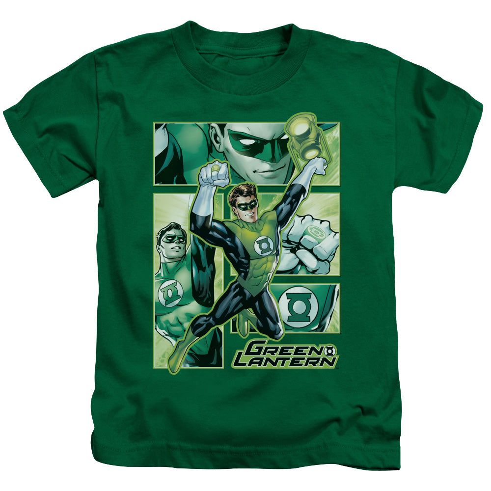 Justice League Green Lantern Panels Juvenile Kids Youth T Shirt Kelly Green 