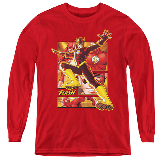 Justice League Flash Long Sleeve Kids Youth T Shirt Red