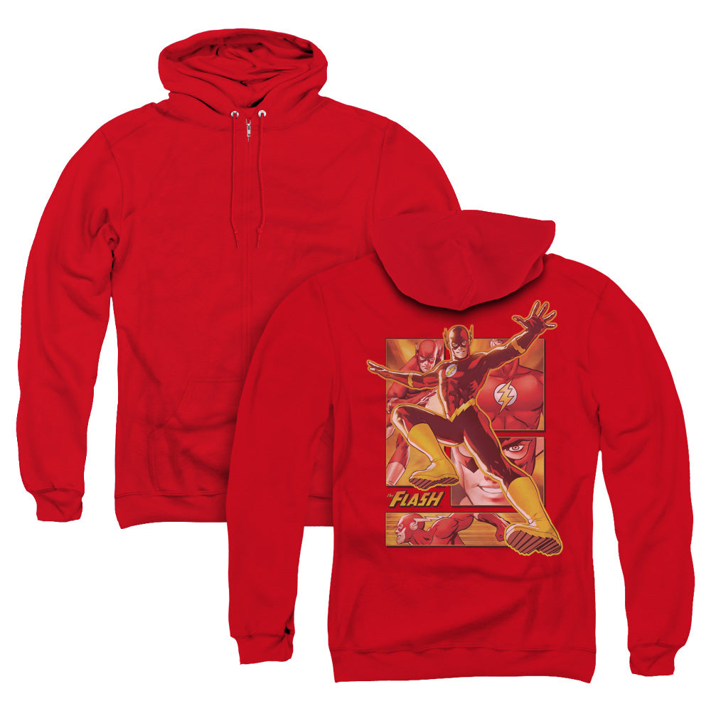 Justice League Flash Back Print Zipper Mens Hoodie Red