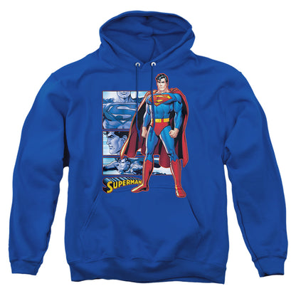 Jla Superman Panels Mens Hoodie Royal Blue