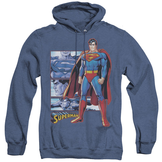 Justice League Superman Panels Heather Mens Hoodie Royal Blue