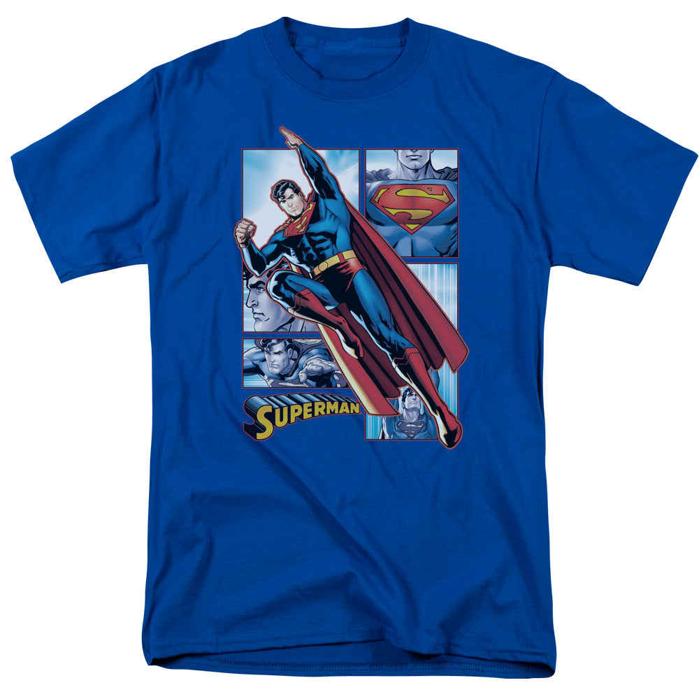 Justice League Superman Panels Mens T Shirt Royal Blue