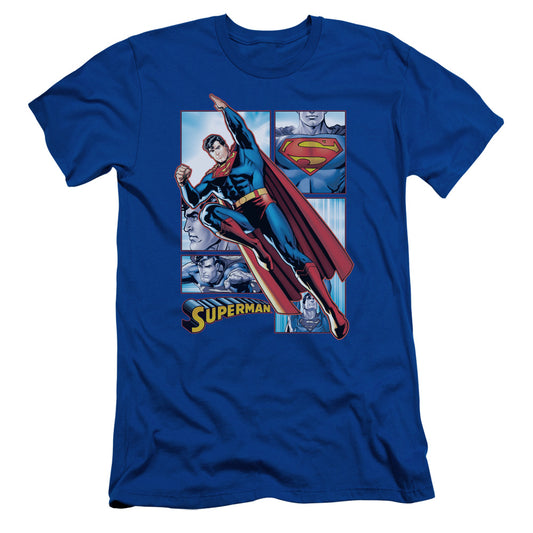 Justice League Superman Panels Slim Fit Mens T Shirt Royal Blue