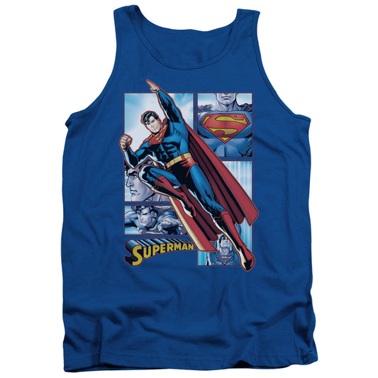 Justice League Superman Panels Mens Tank Top Shirt Royal Blue