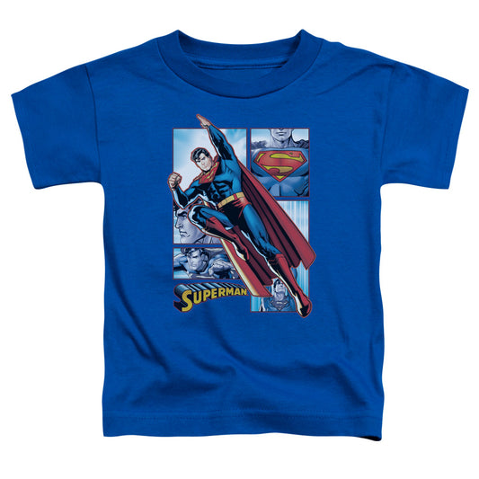 Justice League Superman Panels Toddler Kids Youth T Shirt Royal Blue