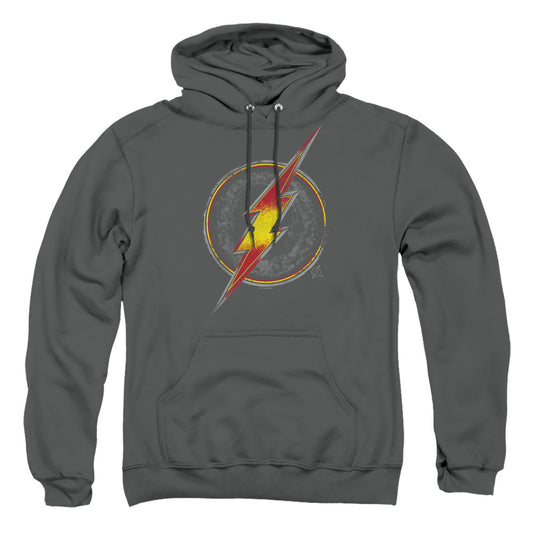 Justice League Flash Busted Logo Mens Hoodie Charcoal