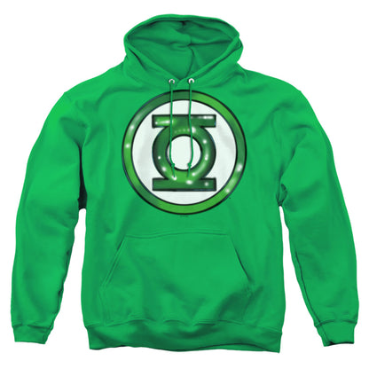 Justice League Green Lantern Airbrush Logo Mens Hoodie Kelly Green Officially Licensed