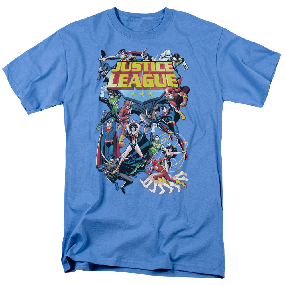 Justice League League a Plenty Mens T Shirt Carolina Blue