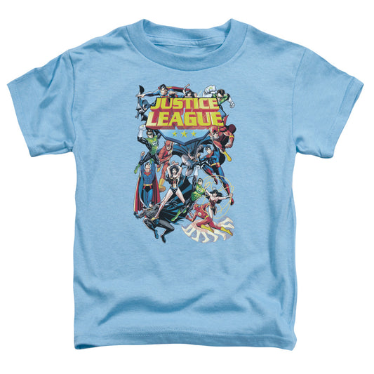 Justice League League a Plenty Toddler Kids Youth T Shirt Carolina Blue