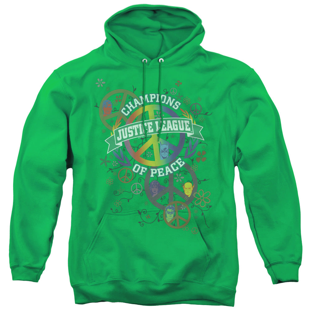 Justice League Peace League Mens Hoodie Kelly Green