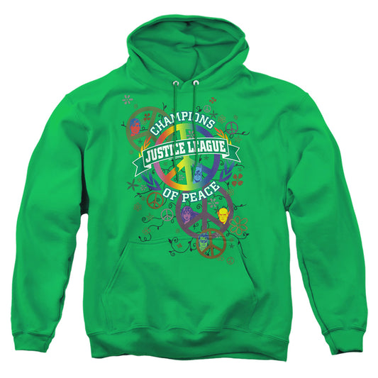 Justice League Of America Peace League Mens Hoodie Kelly Green Officially Licensed