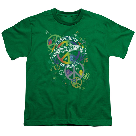 Justice League Peace League Kids Youth T Shirt Kelly Green