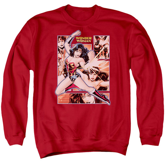 Justice League Wonder Woman Panels Mens Crewneck Sweatshirt Red