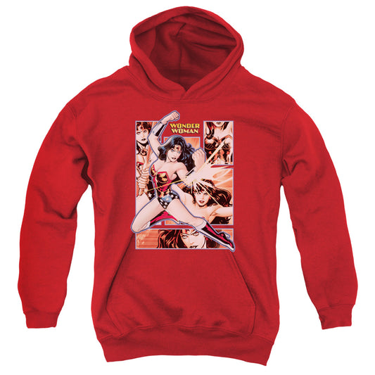 Justice League Wonder Woman Panels Kids Youth Hoodie Red
