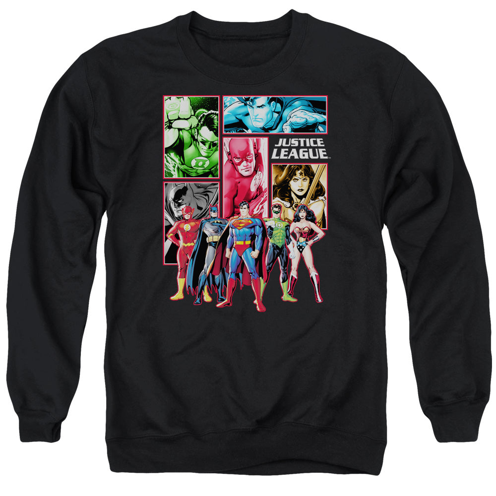 Justice League Justice League Panels Mens Crewneck Sweatshirt Black