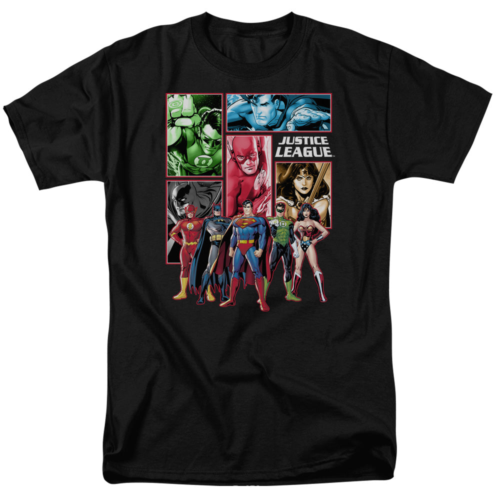 Justice LeagueJustice League Panels Mens T Shirt Black