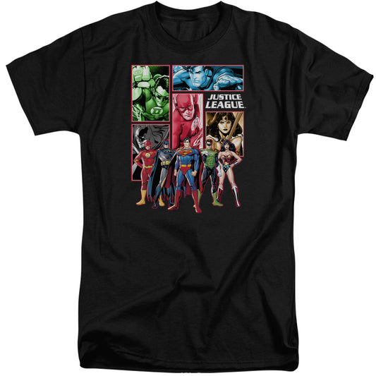 Justice League Of America Justice League Panels Mens Tall T Shirt Black Officially Licensed