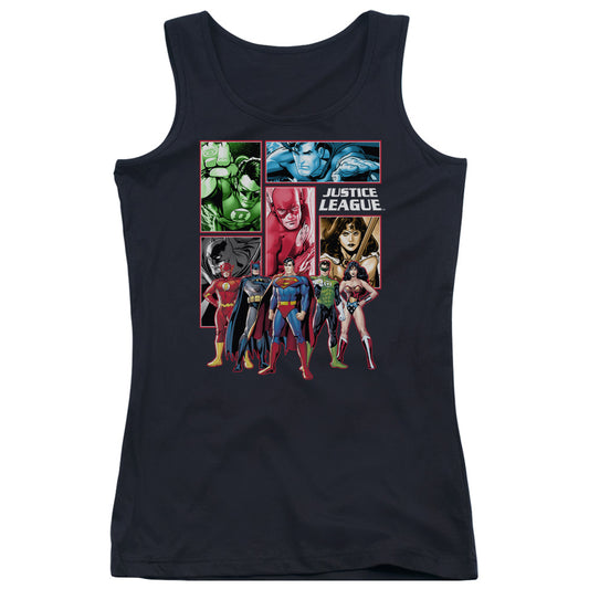 Justice League Justice League Panels Womens Tank Top Shirt Black