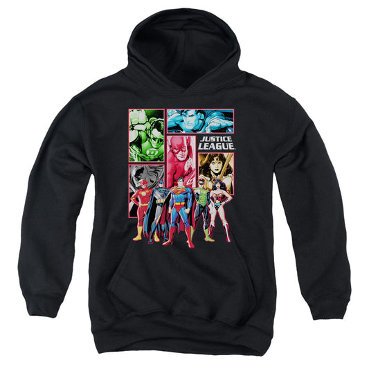 Justice League Justice League Panels Kids Youth Hoodie Black