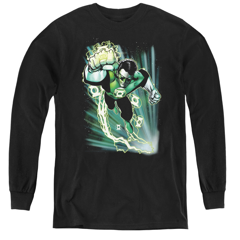 Justice League Emerald Energy Long Sleeve Kids Youth T Shirt Black