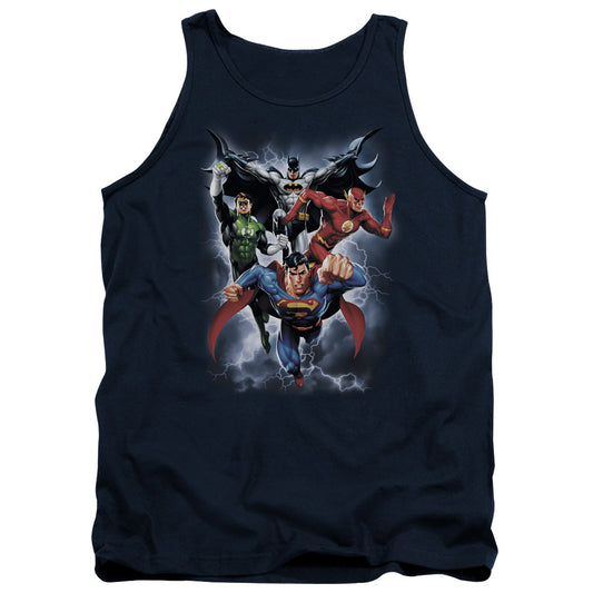 Justice League the Coming Storm Mens Tank Top Shirt Navy Blue