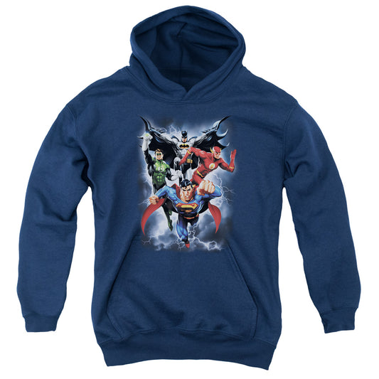 Justice League the Coming Storm Kids Youth Hoodie Navy Blue