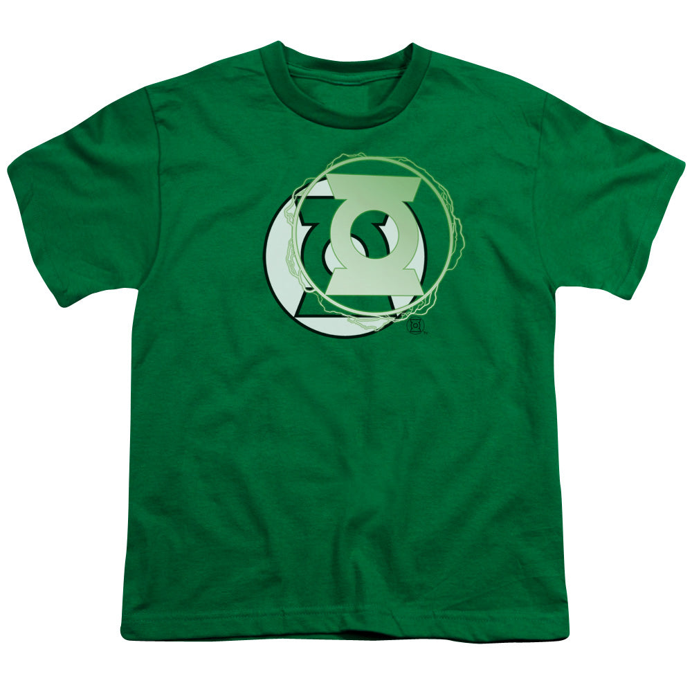 Justice League Gl Energy Logo Kids Youth T Shirt Kelly Green