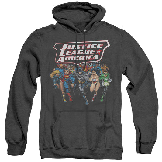 Justice League Charging Justice Heather Mens Hoodie Black