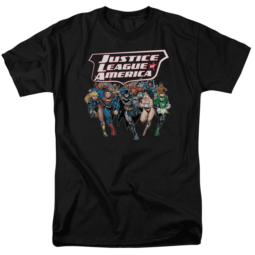 Justice League Charging Justice Mens T Shirt Black