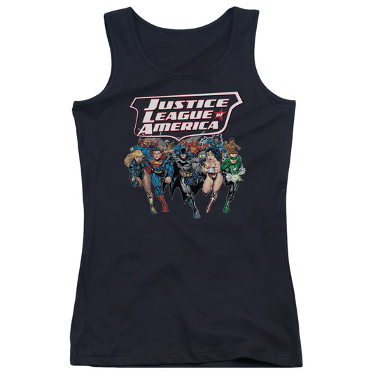 Justice League Charging Justice Womens Tank Top Shirt Black