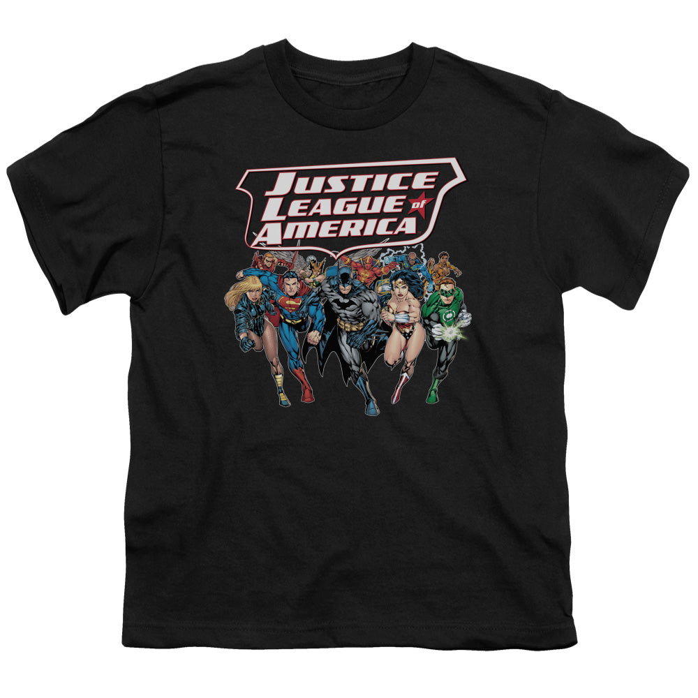 Justice League Charging Justice Kids Youth T Shirt Black