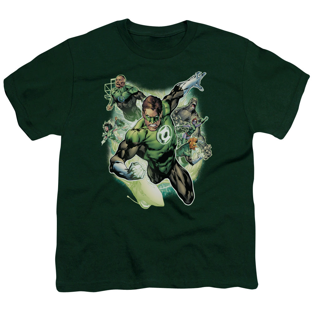 Justice League Flying Corps Kids Youth T Shirt Hunter Green